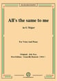 Alls the same to me (S ist mir Alles Eins),in G Major Vocal Solo & Collections sheet music cover